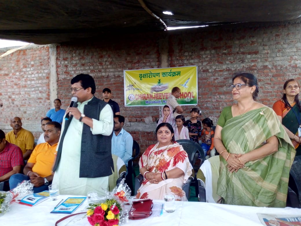 Addressing the villagers on Plantation day by MLA Dr. Jitu Charan Ram